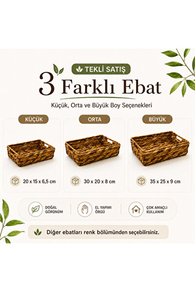 CasaLinda Kalın Örgü Hasır Sele Sepet Dikdörtgen Dekoratif Çok Amaçlı Düzenle...