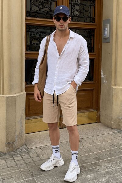 Madmext Beige Capri Shorts 5410