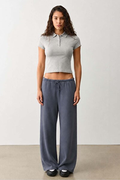 Madmext Smoked Wide Leg Barrel Fit Sweatpants Mg2646