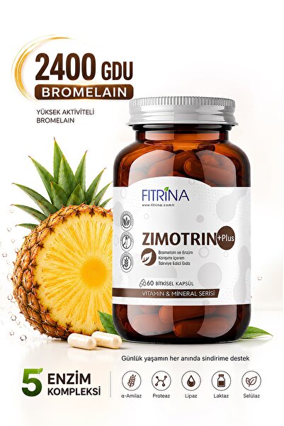 FITRİNA Zimotrin Plus Bromelain 2400 GDU ve Enzim Kompleksi 60 Bitkisel Kapsü...