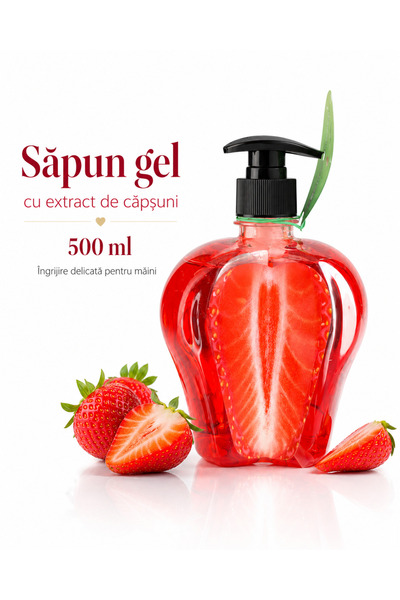 Tasty Sapun lichid gel pentru maini, Clean & Fresh, Capsuni, 500 ml, cu extra...