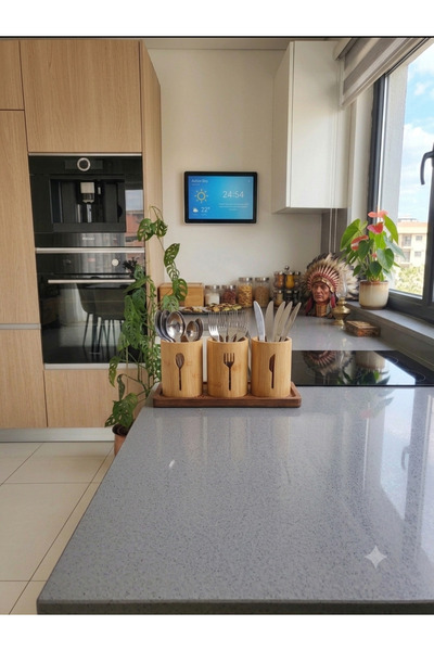 Senin Dükkanın 3-Piece Decorative Bamboo Countertop Luxury Cutlery Holder - Organizer