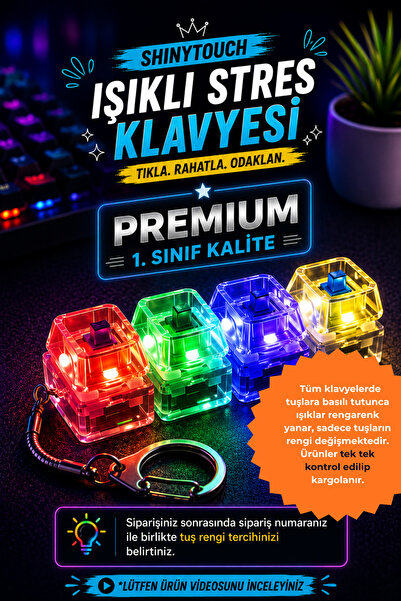 ShinyTouch Işıklı Klavye-Click Sesli Stres Giderici Oyuncak-Rastgele Renk Gön...