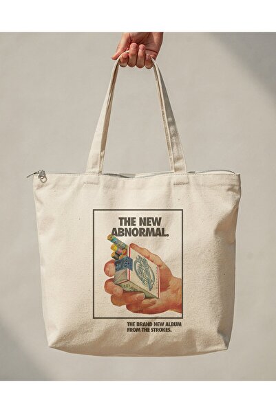 buzagi tasarım ürünleri The Strokes Zippered Lined Gusseted Canvas Bag 35 X 4...