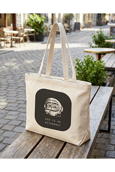buzagi tasarım ürünleri God Is an Astronaut Zippered Lined Gusseted Canvas Ba...