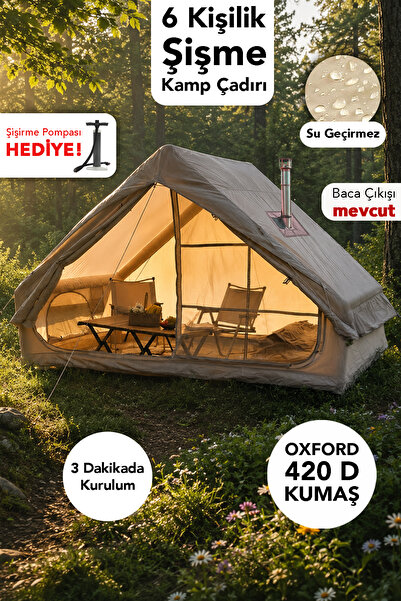 Fischer 6 Kişilik Şişme Kamp Çadırı - Su Geçirmez Kolay Kurulum Plaj Outdoor ...