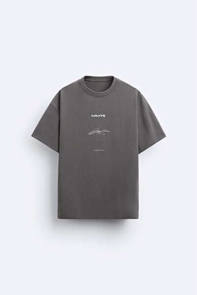 Signature Printed Oversize Smoked Men's T-shirt