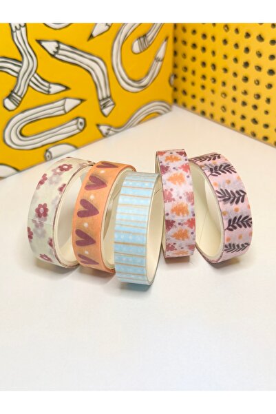 Padme studio 5 Adet Washi Bant / Desenli Bant / Scrapbooking / Bullet Journal...