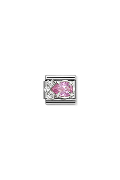 NOMİNATİON Composable CL steel, CZ and 925 sterling silver PINK drop Standart