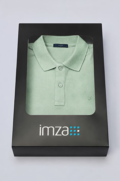 İmza Green Polo Collar Pique Short Sleeve Slim Fit 100% Cotton Gift Boxed T-S...