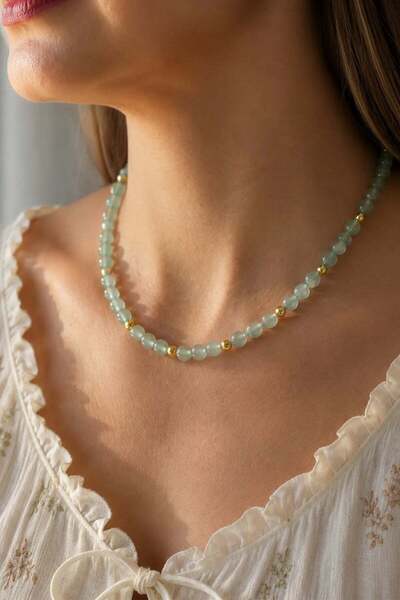 Orenda Design Aventurine Natural Stone Necklace |   Luck and Abundance |   Pu...
