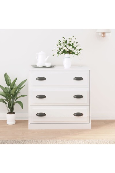 Concept Servantă, alb extralucios, 70x35,5x67,5 cm, lemn prelucrat