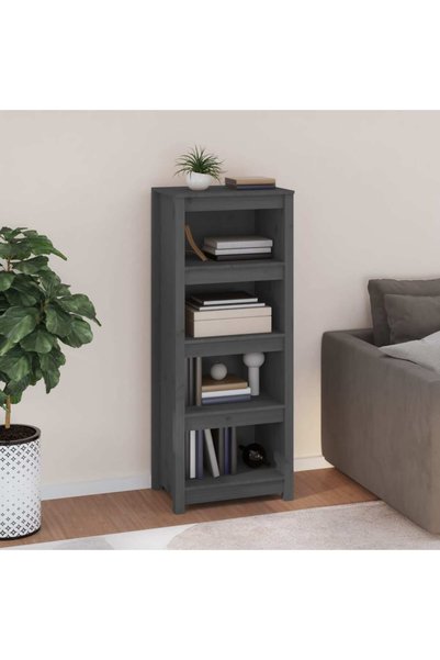 Concept Bibliotecă, gri, 50x35x125,5 cm, lemn masiv de pin