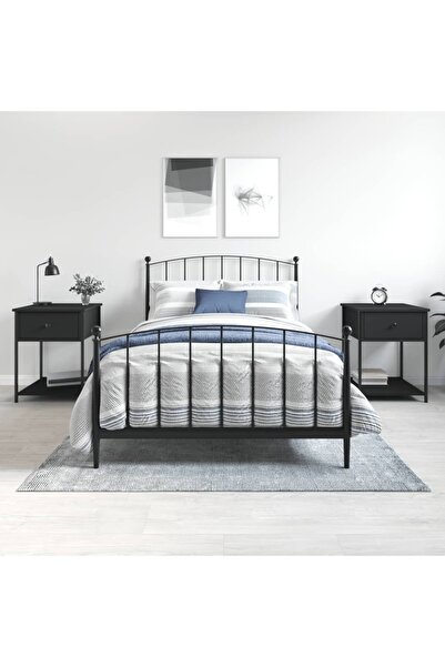 Concept Noptiere, 2 buc., negru, 44x45x58 cm, lemn compozit