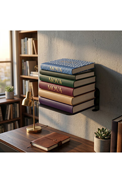 Mova Dizayn Duvar Montajlı Metal Kitap Rafı, Görünmez Modelli Kitaplık, Siyah...