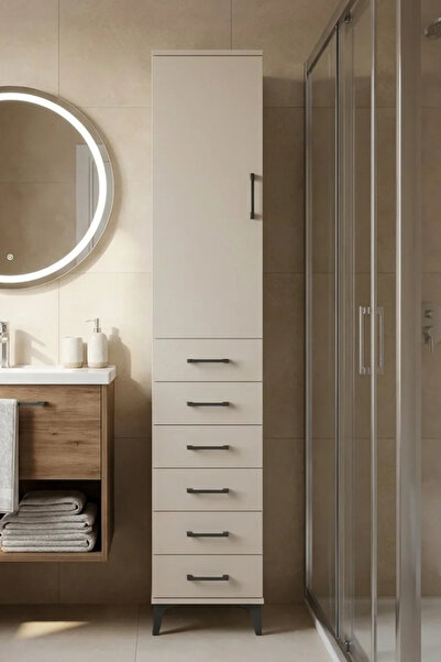 Dienni Arges Çok Amaçlı Dolap Raflı 6 Çekmeceli Askılı Banyo Mutfak Ofis Dola...