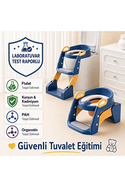 DEKOHOP Çocuk Tuvalet Eğitimi Katlanır Klozet Adaptörü Ve Lazımlık Merdivenli...