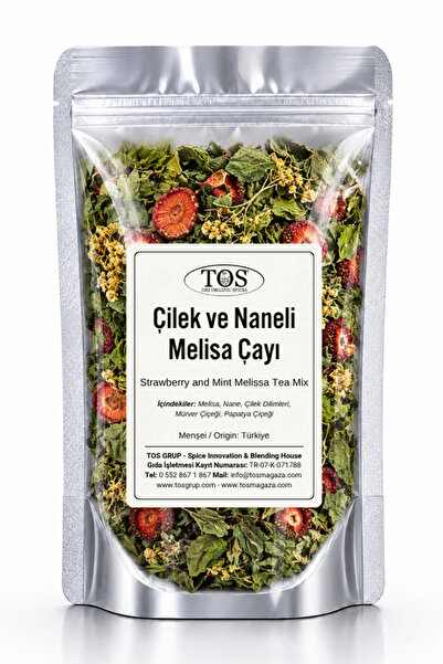TOS The Organic Spices 250 Gr Balm Tea - Strawberry and Mint, Strawberry and ...