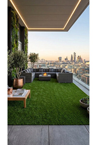 Valery Home Vl Dekoratif Premium Kalite Suni Çim Balkon Bahçe Kaymaz Taban Çi...