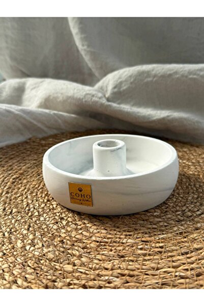 COHO Mermer Desenli Beton Tütsülük - Modern Minimalist Tütsü Yakma Kabı Konık