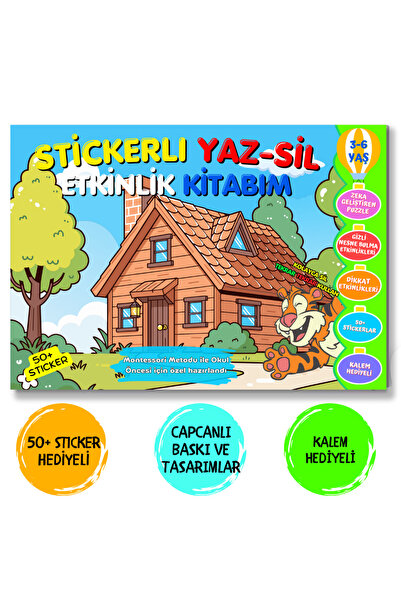 minkino (3-6 Yaş) Stickerlı Yaz-sil Etkinlik Kitabım 1 (KAPLAN SERİSİ)