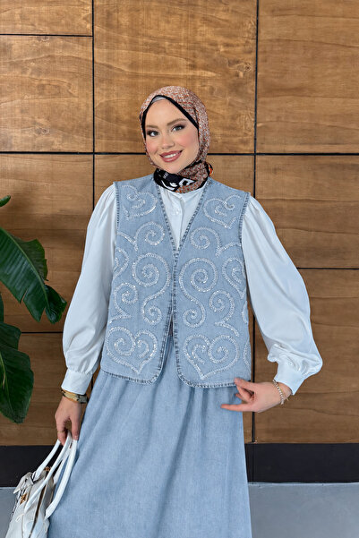Miss Allos Women's Embroidered Vest Skirt Jeans Set