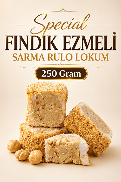 ÜLKÜ KURUYEMİŞ (250 GR) Special Fındık Ezmeli Sarma Rulo Lokum Hediyelik Tatl...