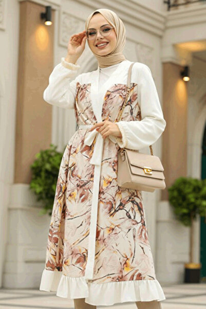 Neva Style Patterned Hijab Kimono 86510Dsn