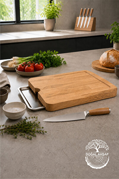 VİLİNZE Cutting Board with Oak Tray - Xl