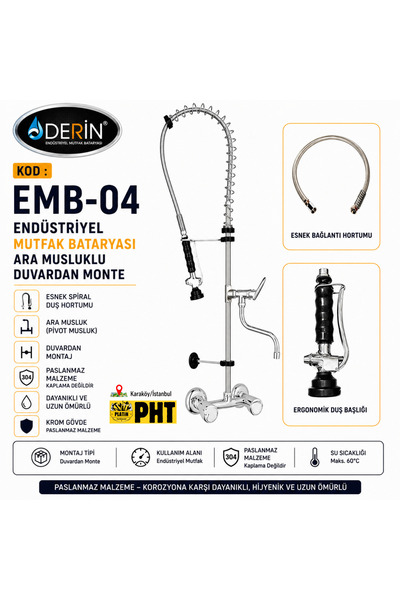 Derin Kitchen Faucet Industrial Dual Function with Intermediate Tap, Flexible...