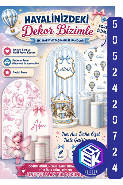 BekTek Kişiye Özel İsimlik Ayaklı Karşılama Panosu | Baby Shower, Doğum Günü,...