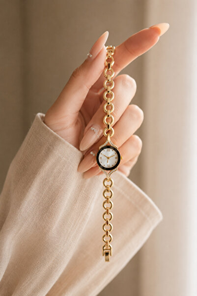 Boris Accessory Women's Wristwatch Gold Color Stone-Studded Vintage Design Ro...