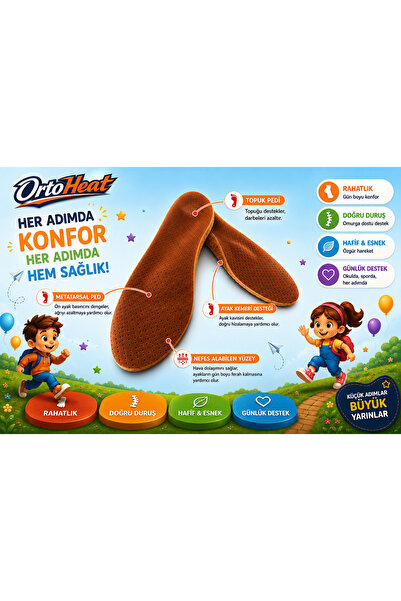 ORTOHEAT Ark Destekli Çocuk Tabanlığı (topuk ağrısı,içe basma, düz taban)