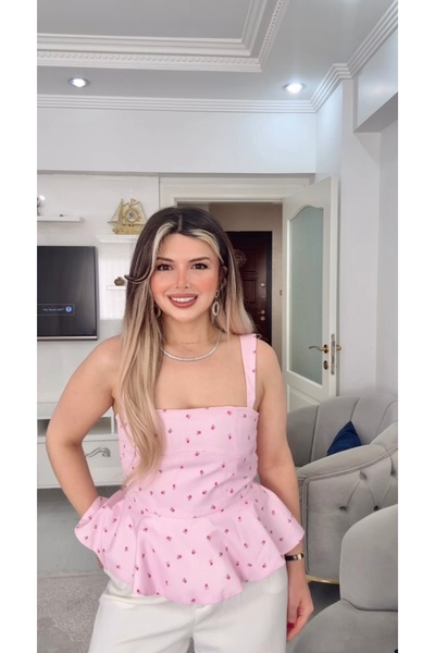 DENİZ Pembe Çiçekli Trend Büstiyer