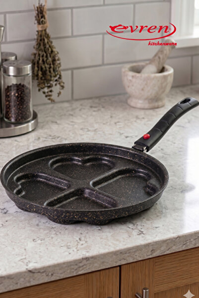 Evren 24 Cm Heart Pan - 4 Compartment Egg Omelette Crepe Pan
