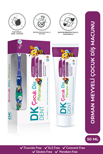 DKDENT Orman Meyveleri Özlü Florürsüz Vegan Çocuk Diş Macunu (Fırçalı) 50 ml