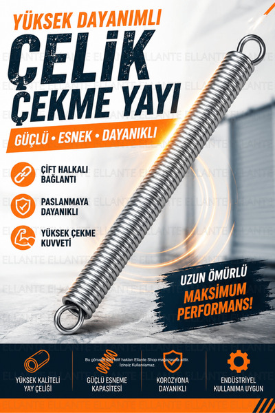 ellante Yüksek Dayanımlı Çelik Çekme Yayı – Çift Halkalı Germe Yayı | Güçlü E...