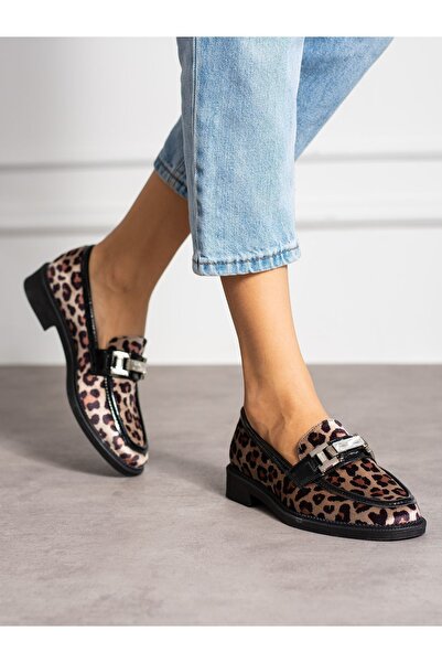 Alemdar Shoes PİER Mocasini de damă cu imprimeu leopard negru