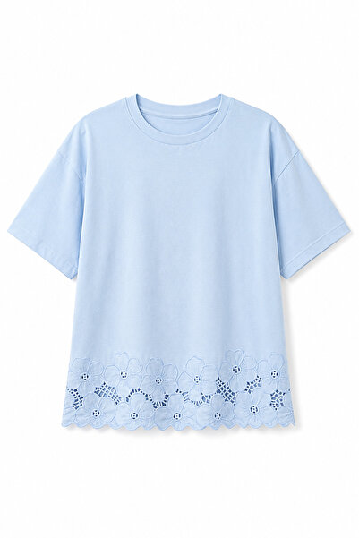 Zelish My Sister Mavi Etek Ucu Beyaz İş Tshirt