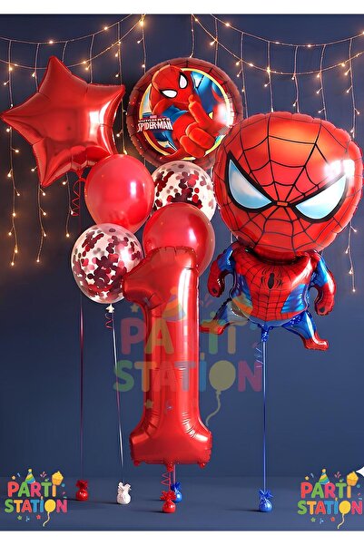 Parti Station Spiderman Örümcek Adam Konsept 6 Yaş Balon Set Spiderman Örümce...