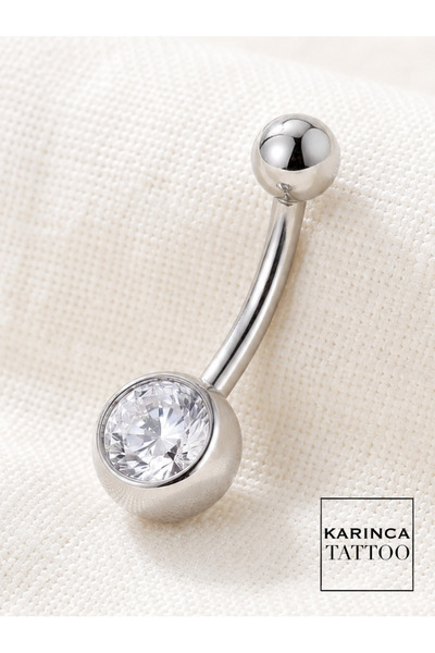 Karınca Piercing Tek Taşlı Göbek Piercing Cerrahi Çelik Kararmaz Alerji Yapma...