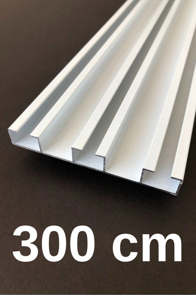 İzen Üç Kanallı 300cm Alüminyum Beyaz Perde Rayı (80mm) Kalın Üçlü Korniş