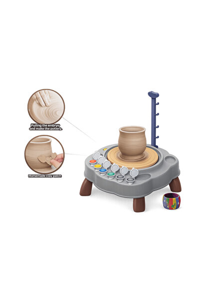 Baby Planet آلة الفخار الكهربائية للأطفال لعبة تشكيل الطين والتلوين DIY - طقم صناعة الأواني الحرفية التعليمي مع أدوات النحت والألوان - استوديو الفخار المنزلي للأطفال