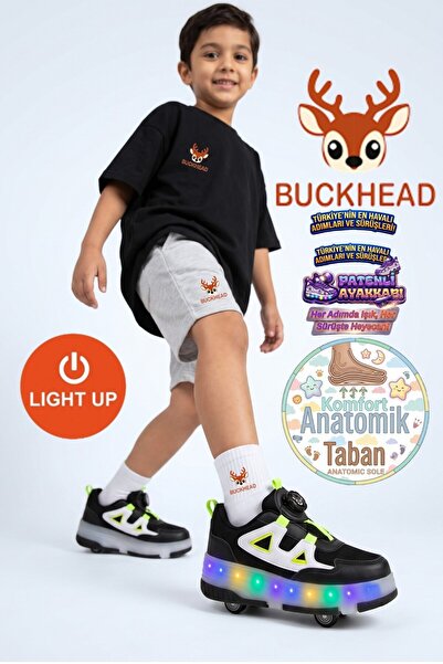 BUCKHEAD حذاء رياضي يومي للأطفال باللون الأسود من Buck4497 Patrick Roller ذو ...