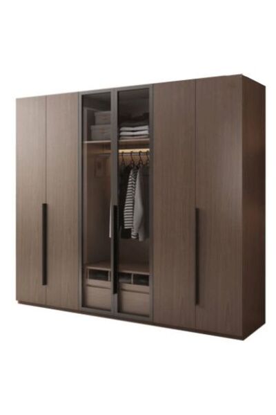 OEMS Wooden Wardrobe with Mirrored Glass Doors 240X220Cm - Custom Made