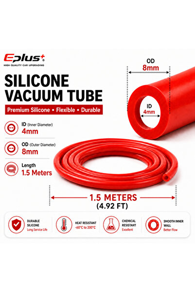 Choice Red-1.5M-ID 4MM EPLUS Universal 1.5 meters Red Blue Black Silicone Vac...