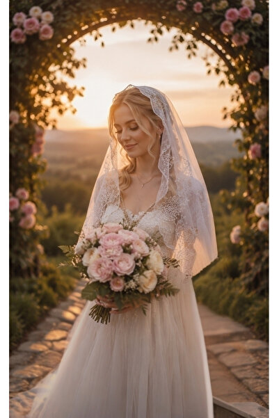 OEM Eșarfă Mireasă Florală Brodată – Șal Elegant Semi-Transparent pentru Îmbr...