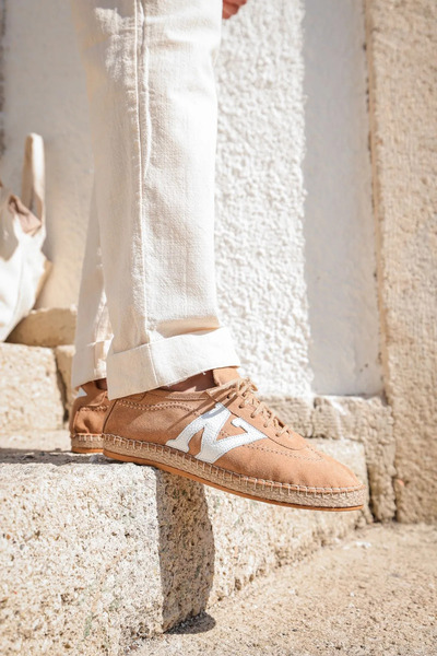 no7man Zakintos Genuine Leather Beige Men's Espadrilles