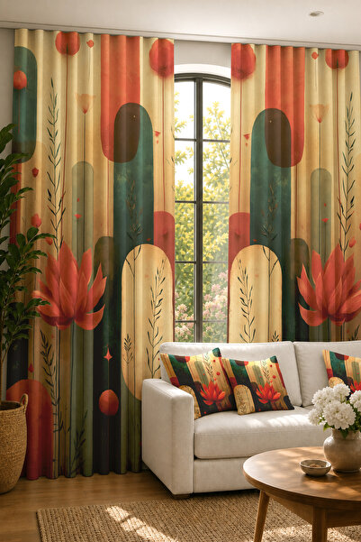 Digital Printed Pattern Decorative Background Curtain '' ethnic Colors' '(single Wing-Ip Adjusted Extrafor)