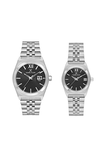 Daniel Klein Pair Silver Stainless Steel Watch for Couple DK.1.14283-2